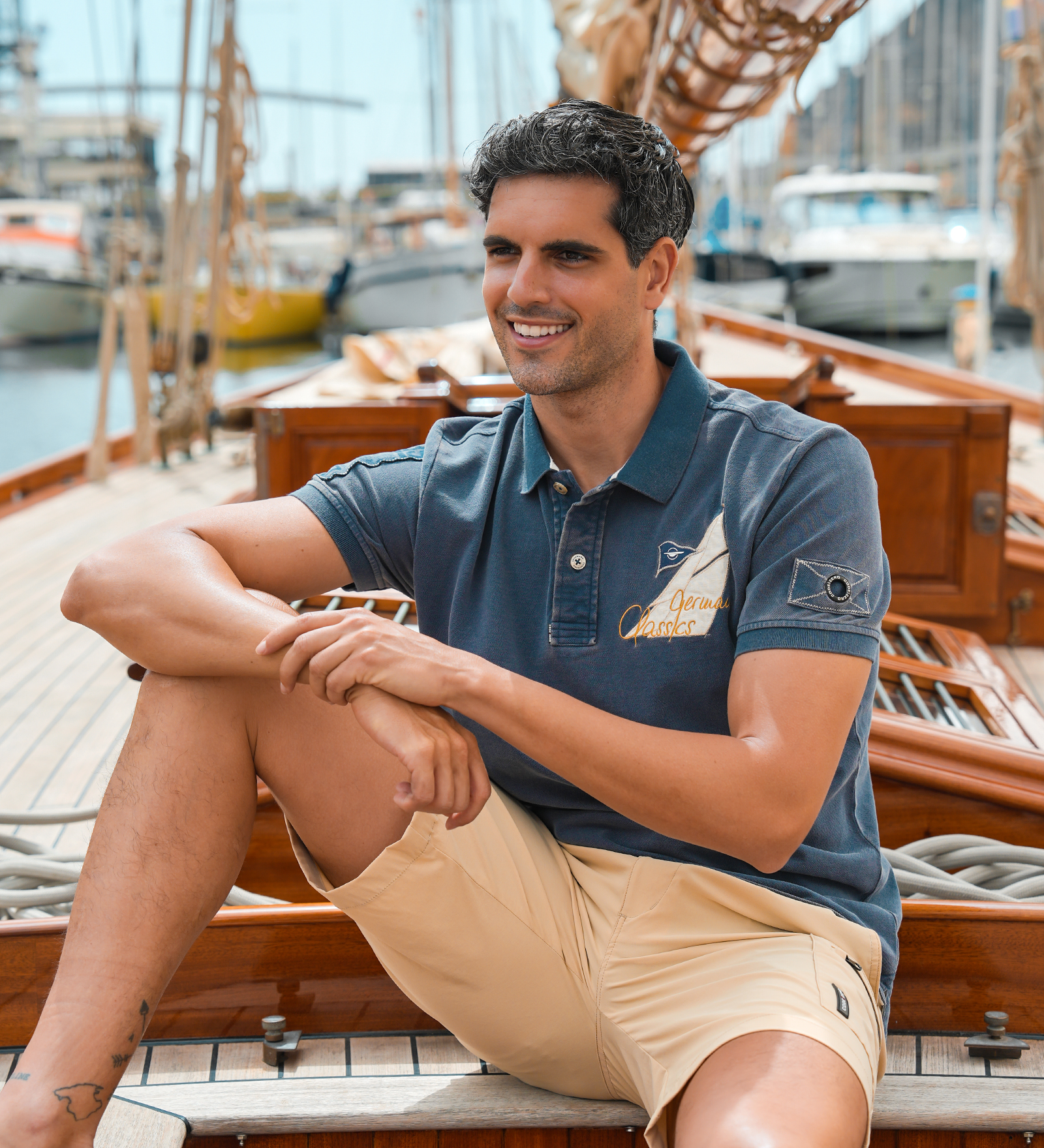 Baumwollpolo Navy für Herren 