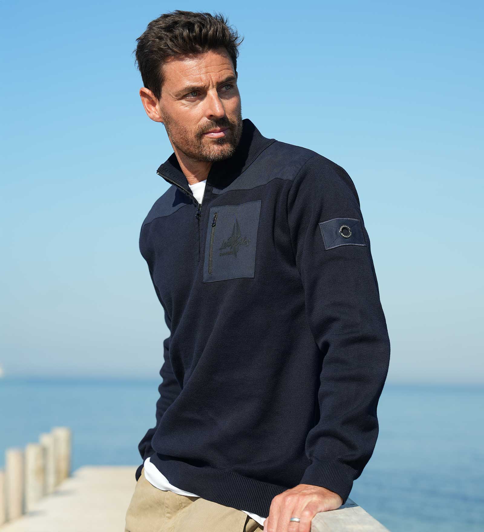 Maglione mezza zip Blu marino da Uomo 