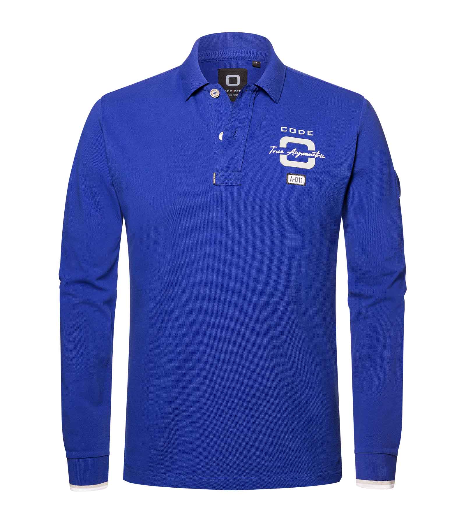 CODE-ZERO Long Sleeve Polo Shirt Men Signal Blue XXL | CODE-ZERO