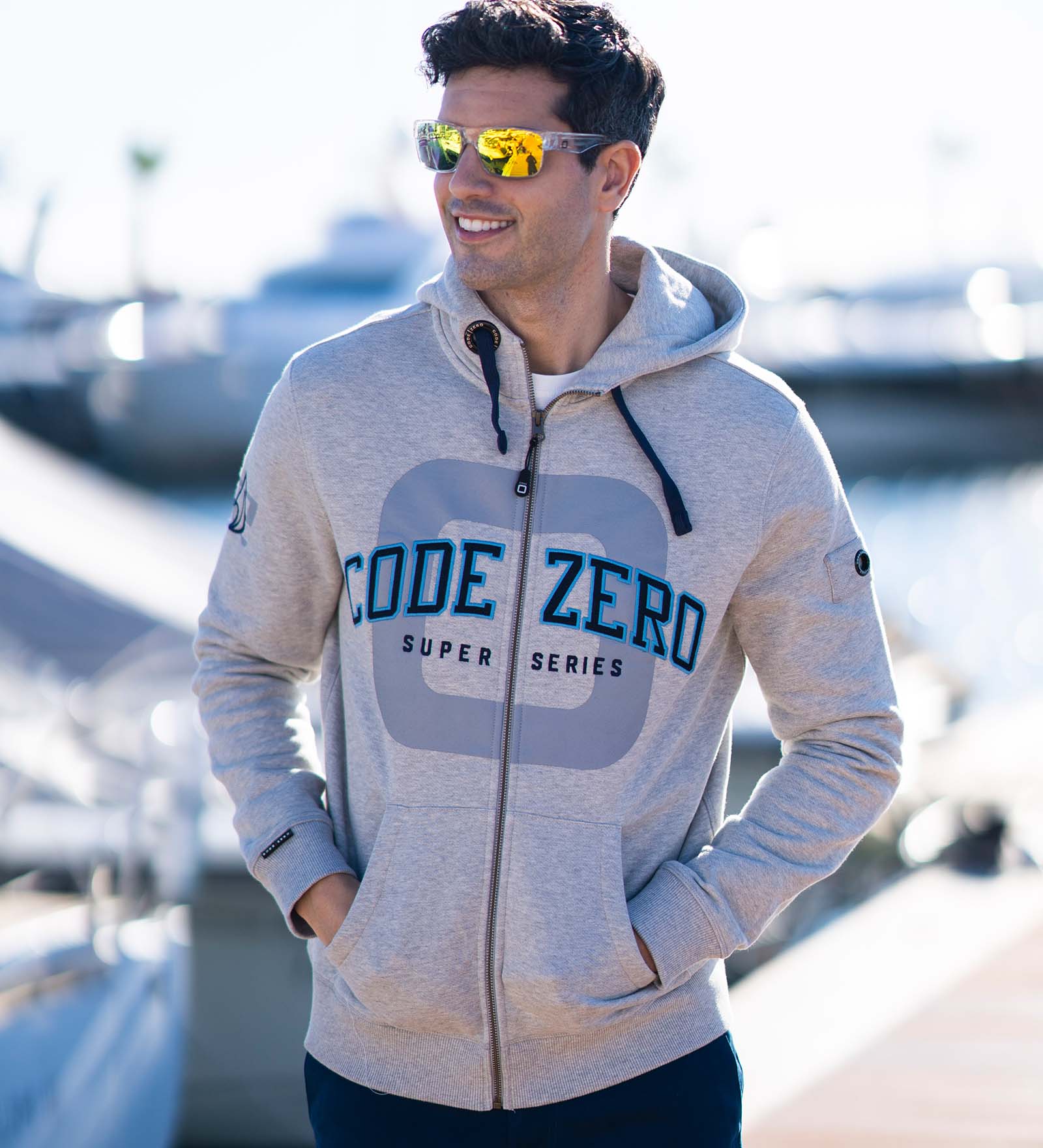 52 Super Series Zip-Up | Men University Hoodie Grey CODE-ZERO XL