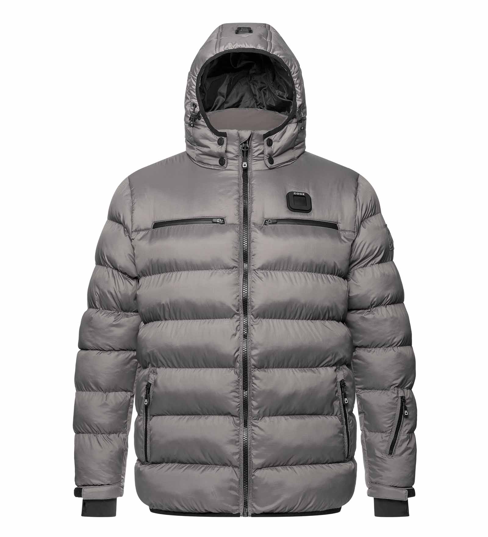DECILRO Mens Mid-Weight Puffer Jacket with Removable Hood Shiny Hooded Reflective Down Jacket Cotton Jacket Gray Xxxl, Adult Unisex, Size: 3XL